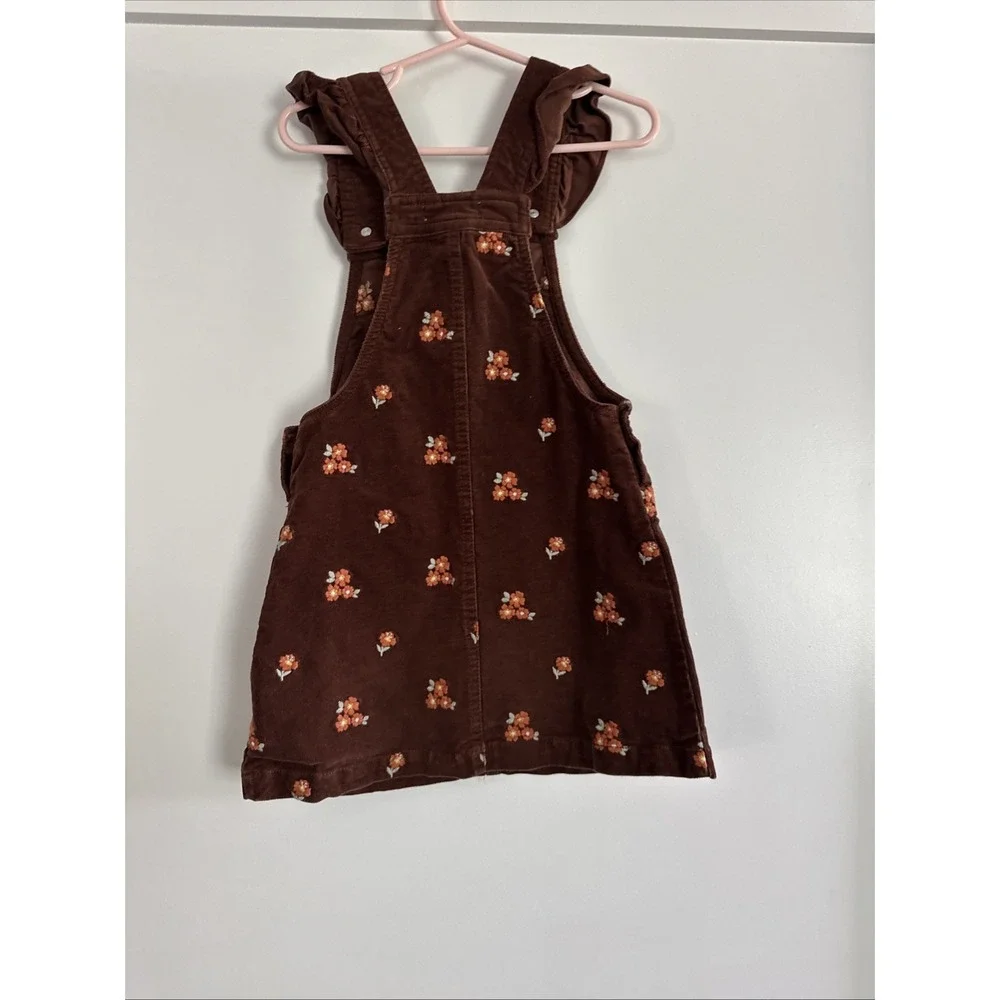 Cupcakes & Cashmere 3-4t Pumpkin Flowers Jumper Corduroy Overall Dress Fall Warm